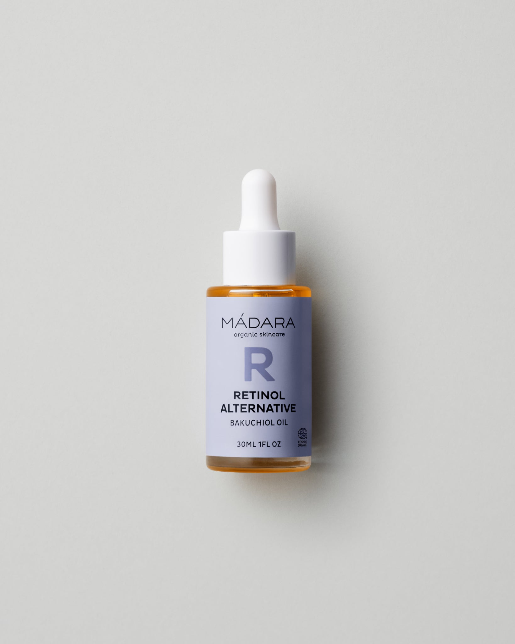 MรDARA Organic Skincare bakuchiol oil A3366 face oil product photo on plain background.