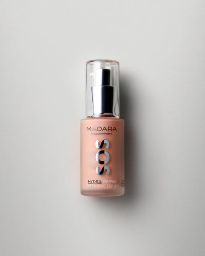 MÁDARA Organic Skincare sos hydra repair intensive serum A3021 serum product photo on plain background.
