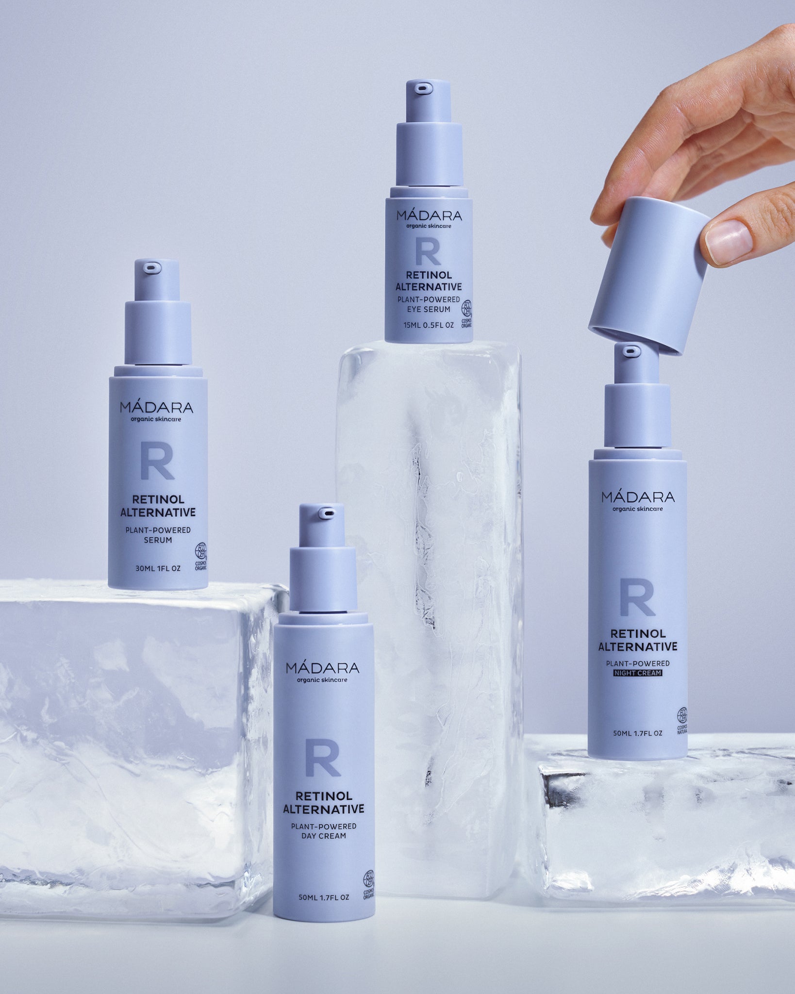 MÁDARA Organic Skincare retinol alternative collection A3185 product photo on plain background.