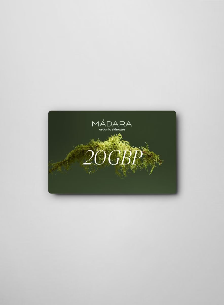 MÁDARA Organic Skincaregift card 20 gbp 1 product photo on plain background.