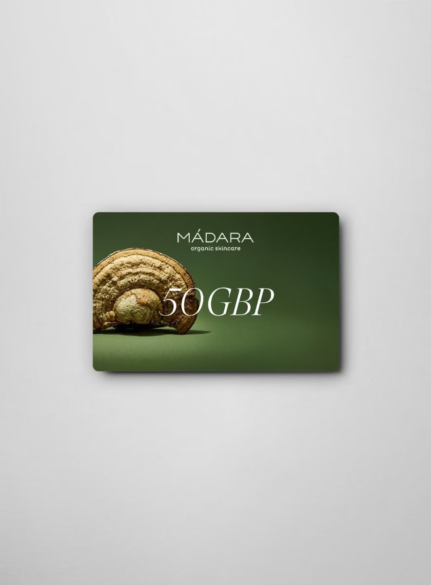 MÁDARA Organic Skincaregift card 50 gbp product photo on plain background.